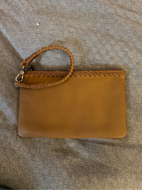 The Sak Handbags - The Sak Braided-Trim Wristlet Clutch in Tan